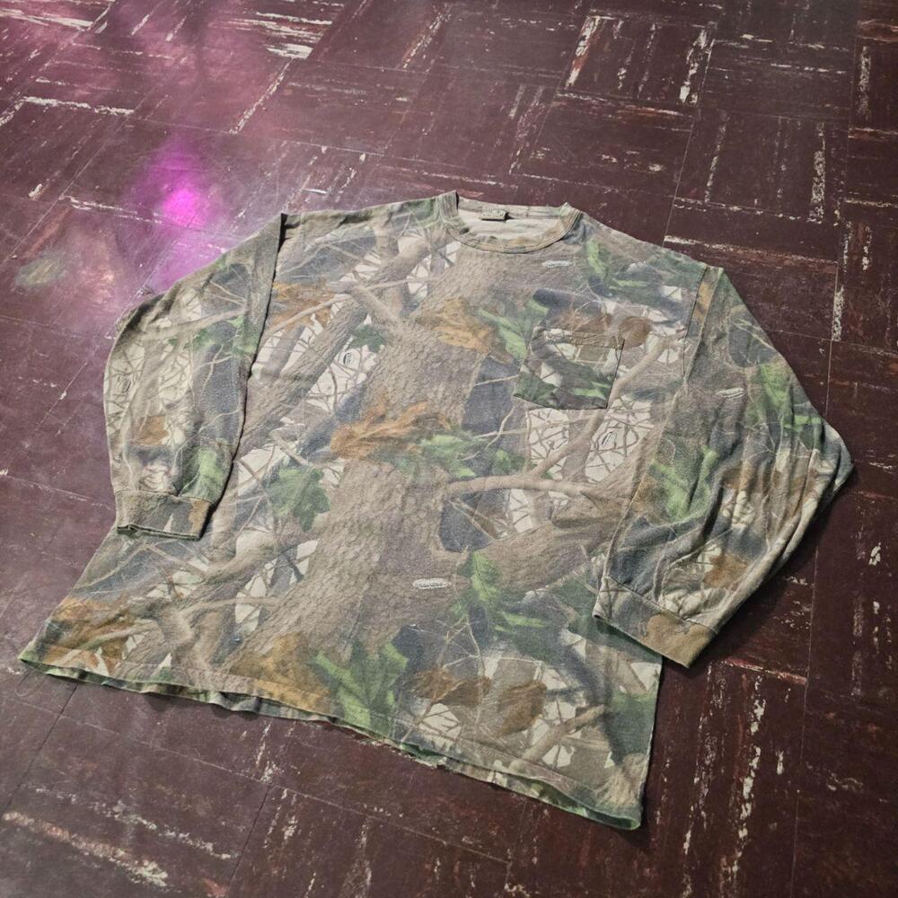 Long Sleeve Tee Whitewater Outdoors Camo Realtree Pocket (L) ✨